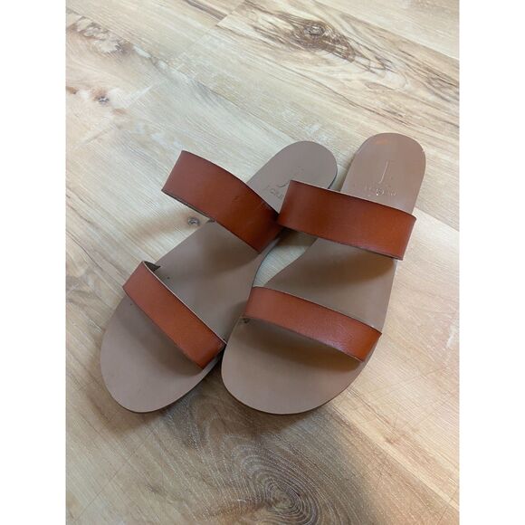 J. Crew boardwalk brown vegan leather sandal SIZE 10 - Picture 1 of 4
